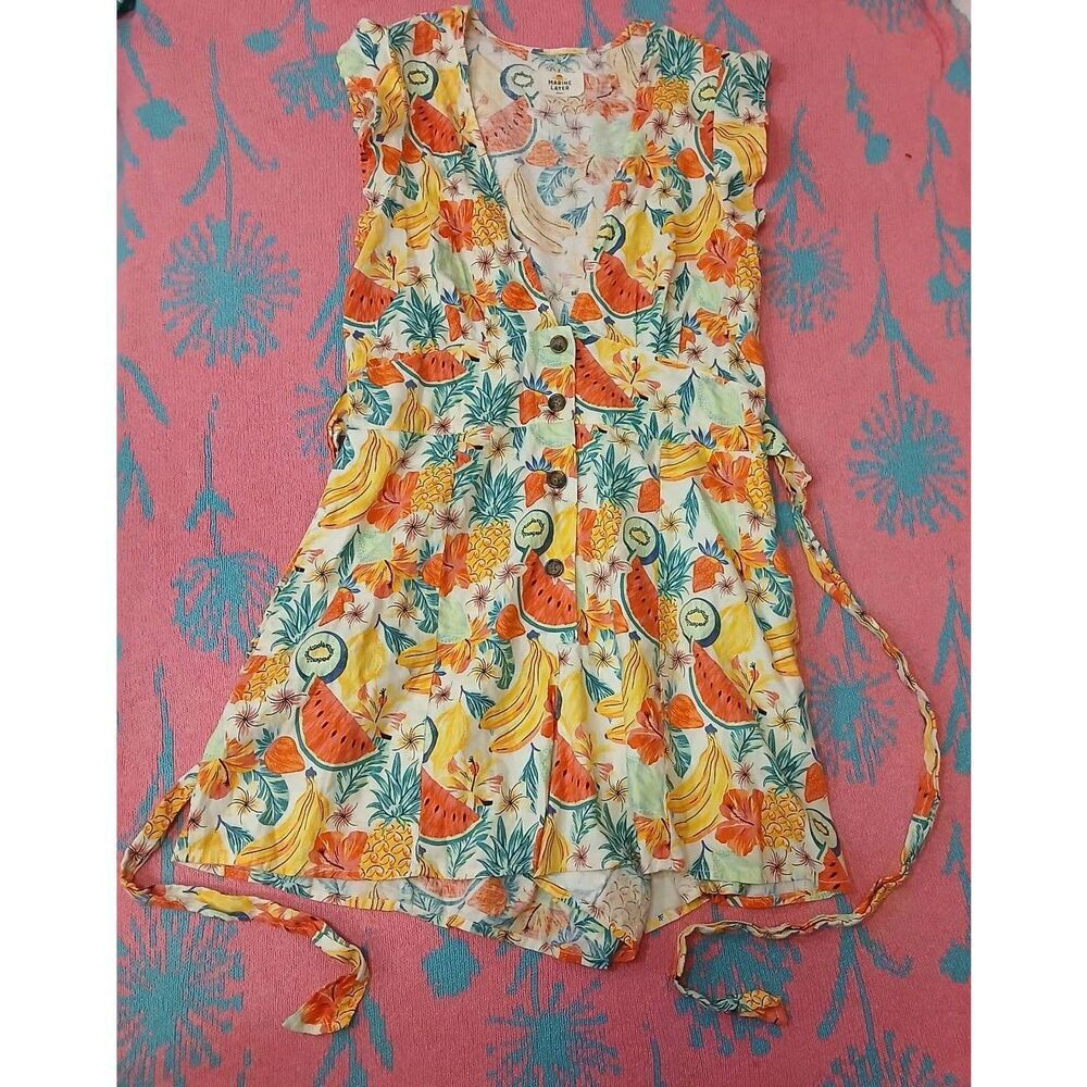 Marine layer womens small hemp tencel romper Hawaiian watermelon banana